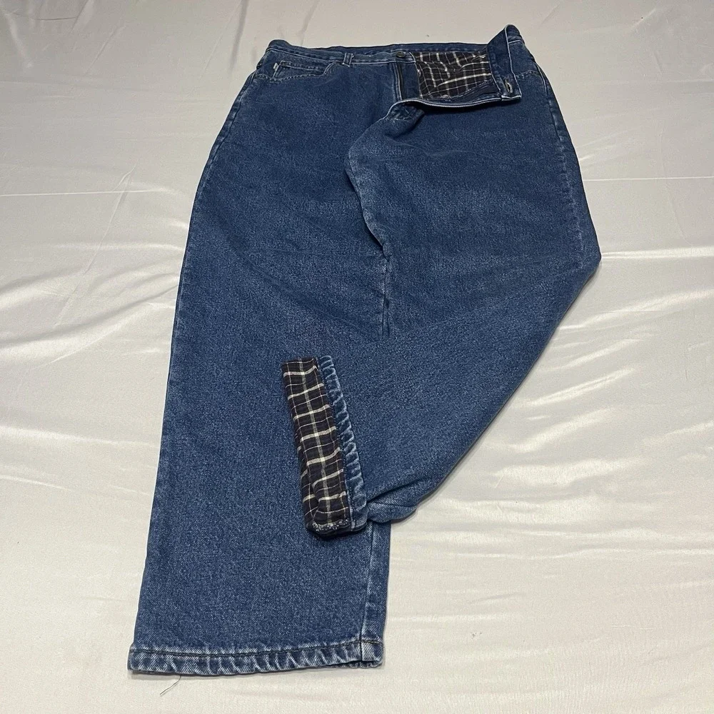 VTG LL Bean Flannel Lined Jeans Men's Fits 34x32 Double L Relaxed Fit Denim